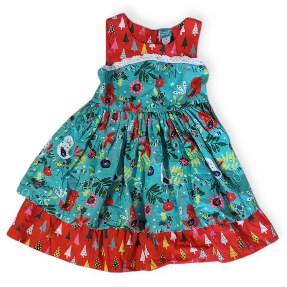 Little Miss Marmalade Girls Short Sleeve Christmas Noel Bird Dress-100% Cotton 3